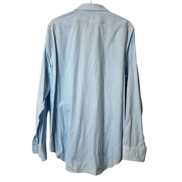 Calvin Klein Micro Check Slim Fit Performance Non Iron Dress Shirt Blue 17 34/35 - Picture 2 of 6